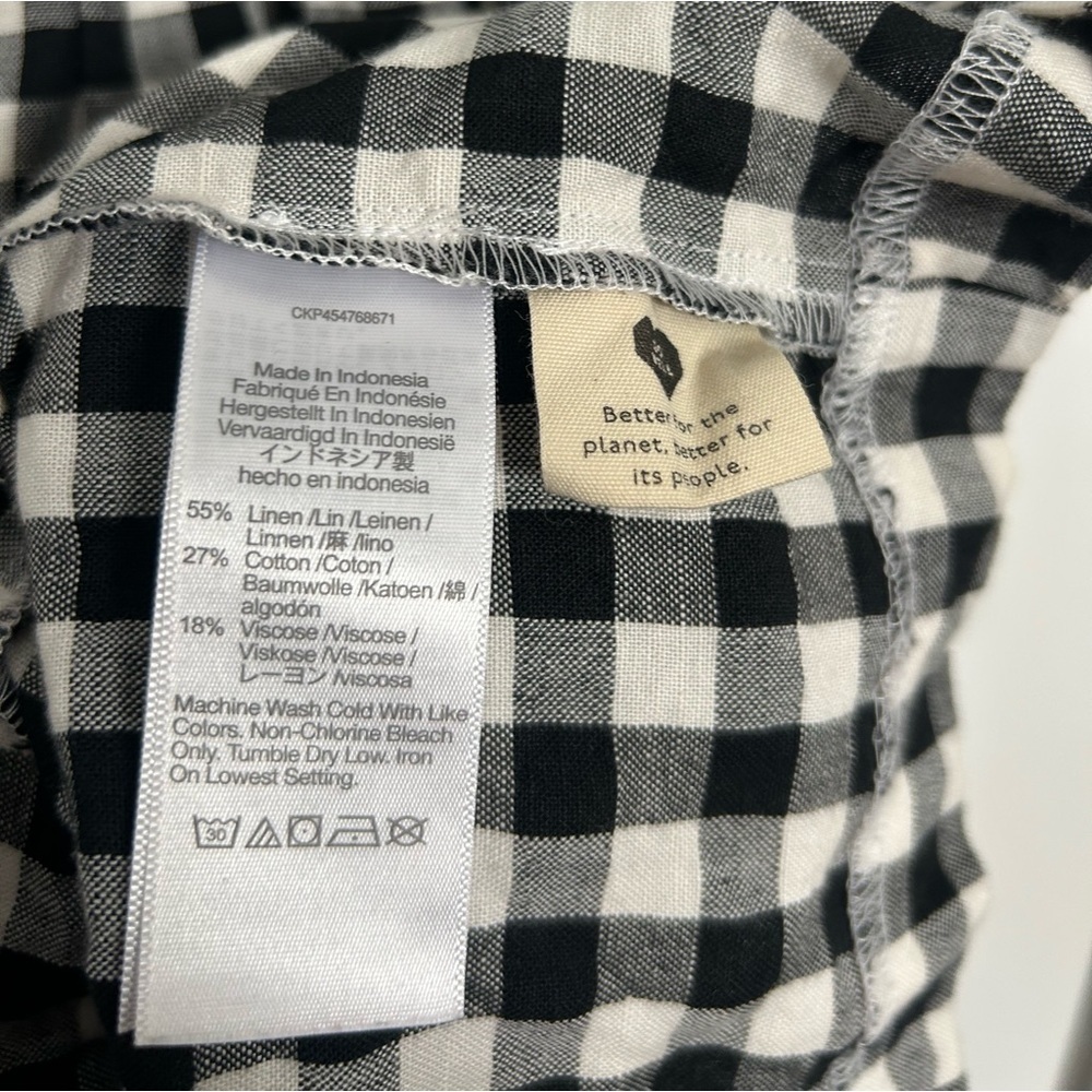 Madewell Women Linen Blend Allie Mini Dress in Gingham Check size small preppy - Picture 10 of 15